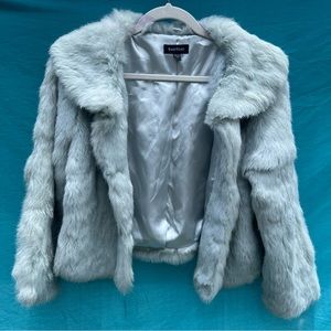 Bebe Real Rabbit Fur Blue Jacket